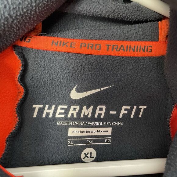 Nike Pro Training ThermaFit Hoodie Men XL High Neck Neon Orange Running Pullover - Picture 4 of 11